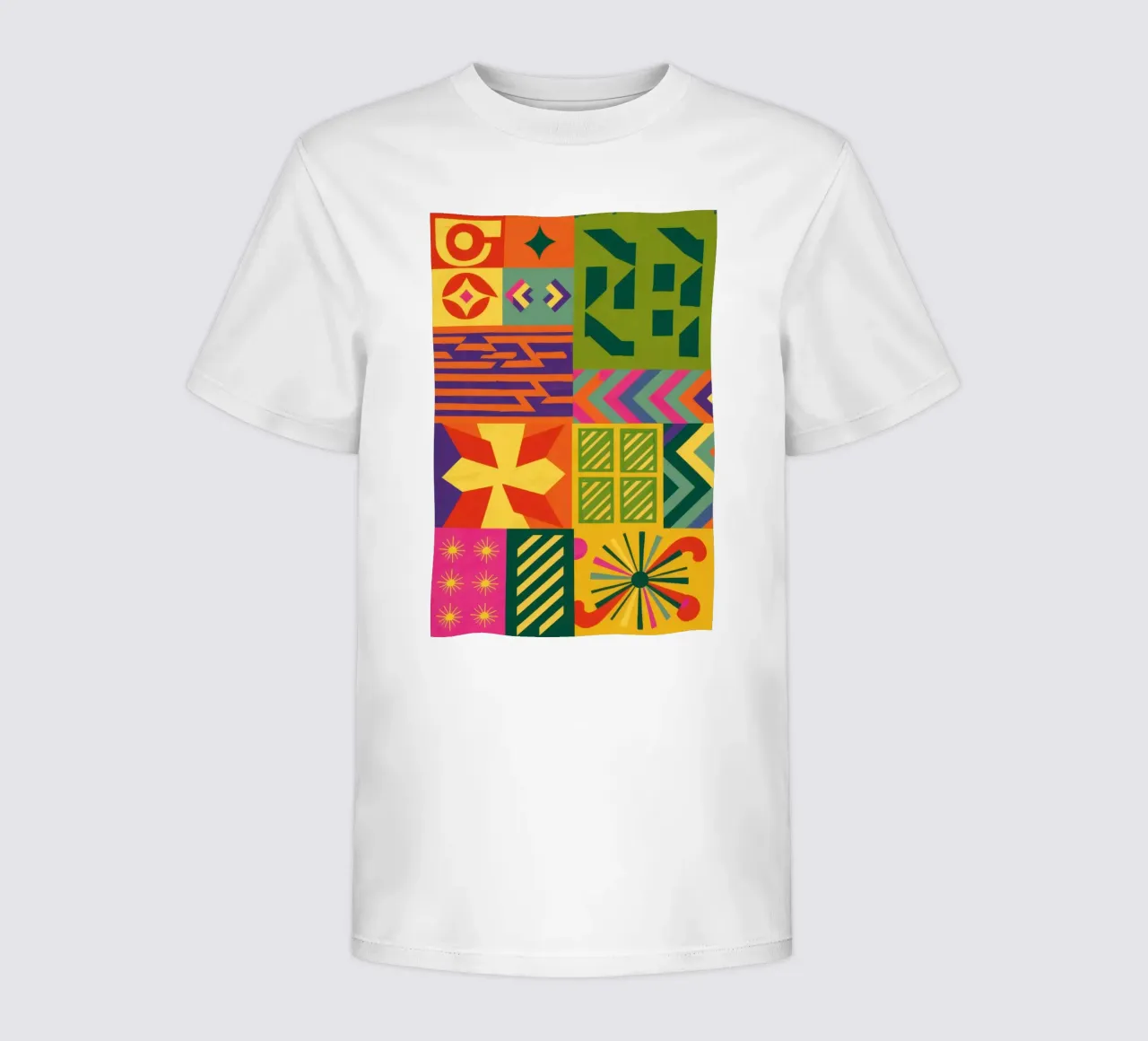 Patchwork geometrico cromatico t-shirt bambini da Prism Ritual