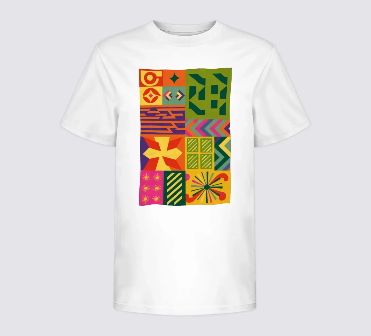 Patchwork geometrico cromatico t-shirt bambini da Prism Ritual