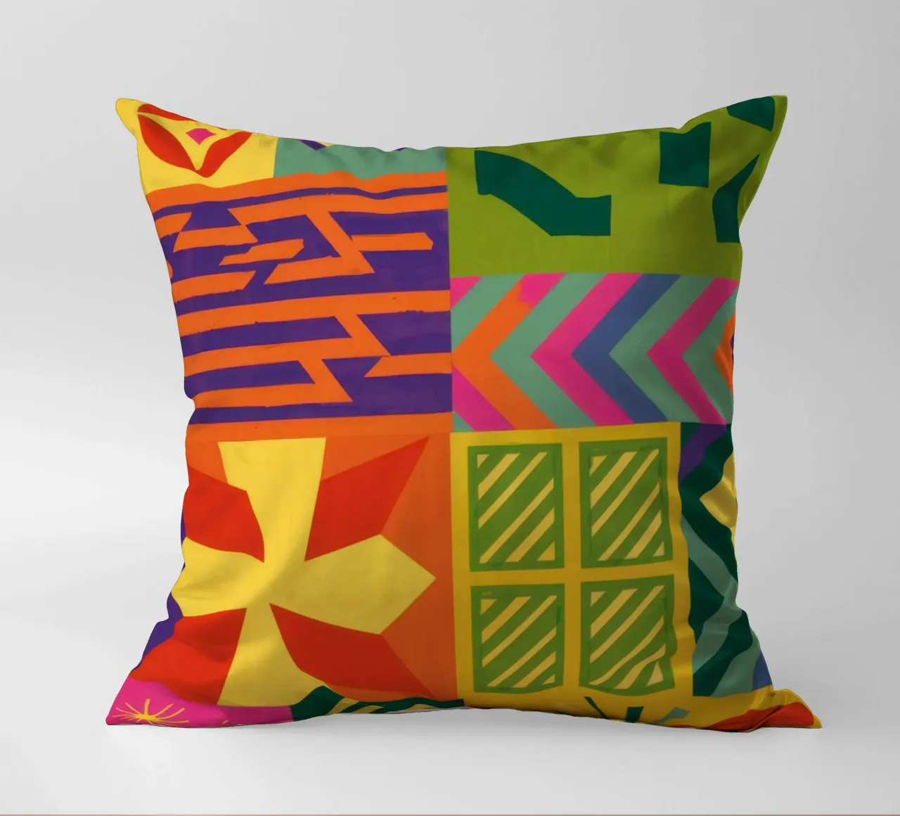 Patchwork geometrico cromatico cuscino da Prism Ritual