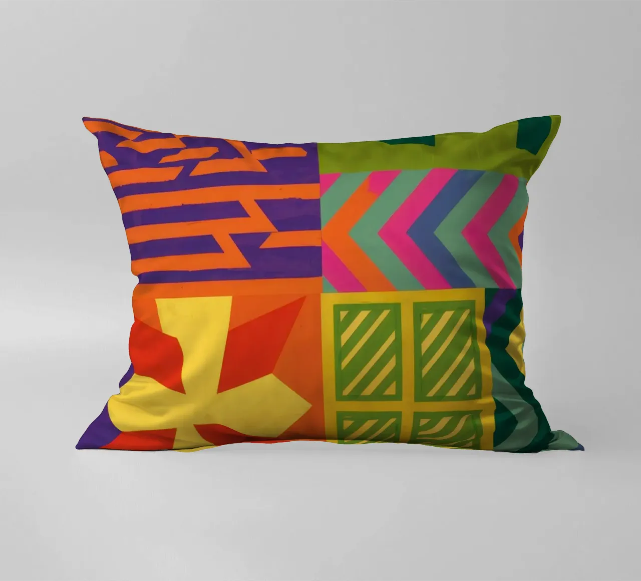 Patchwork geometrico cromatico cuscino da Prism Ritual