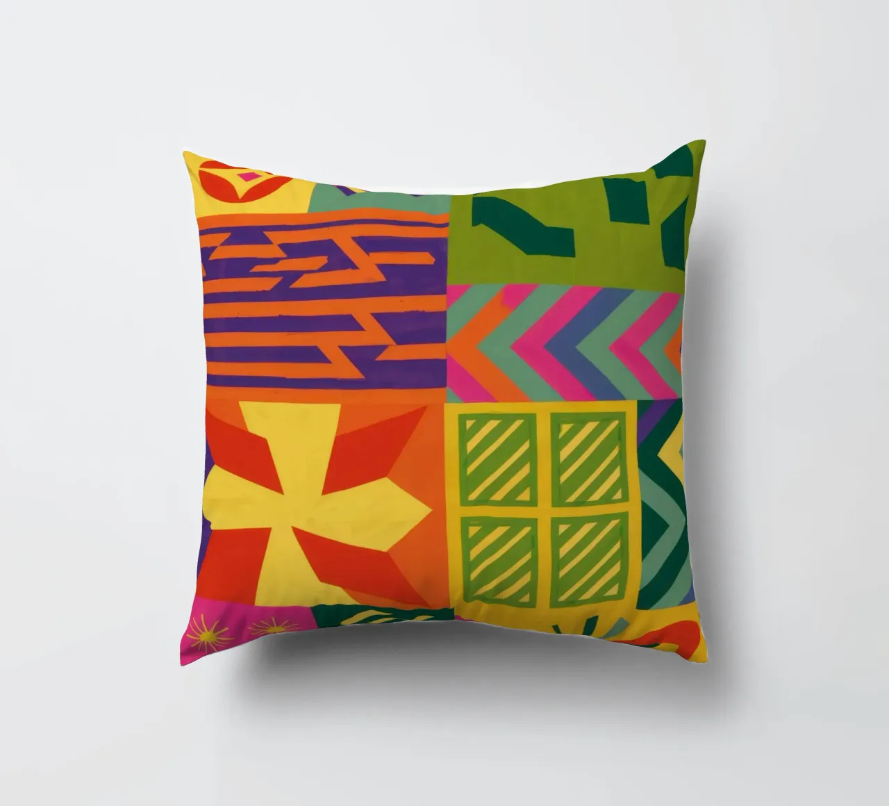 Patchwork geometrico cromatico cuscino da Prism Ritual