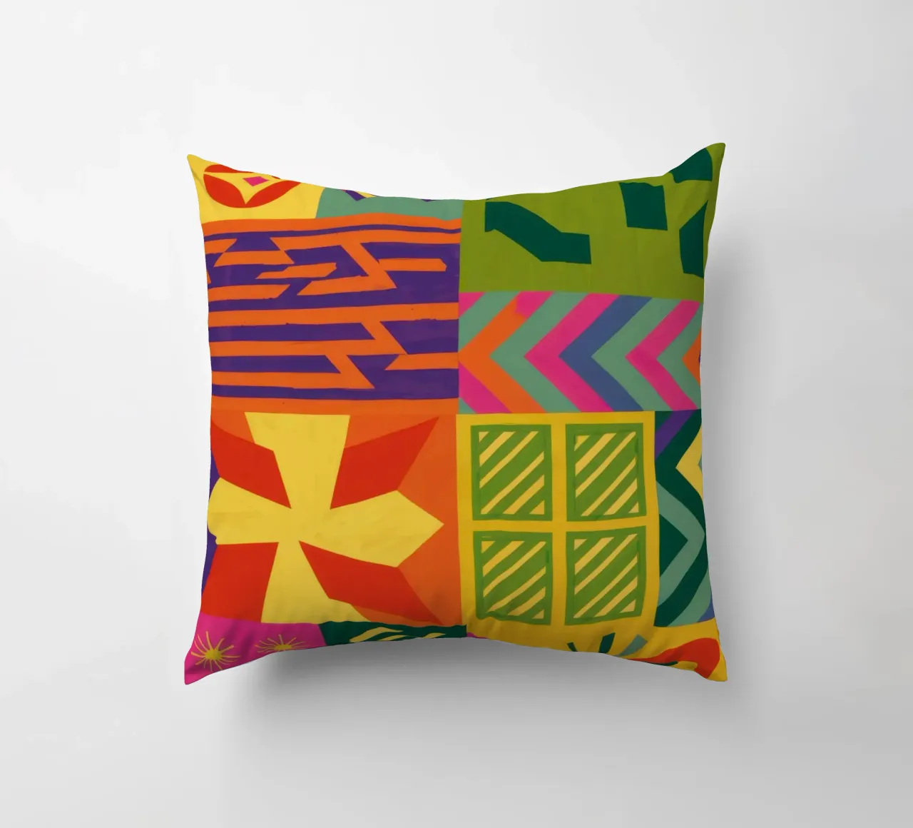 Patchwork geometrico cromatico cuscino da Prism Ritual