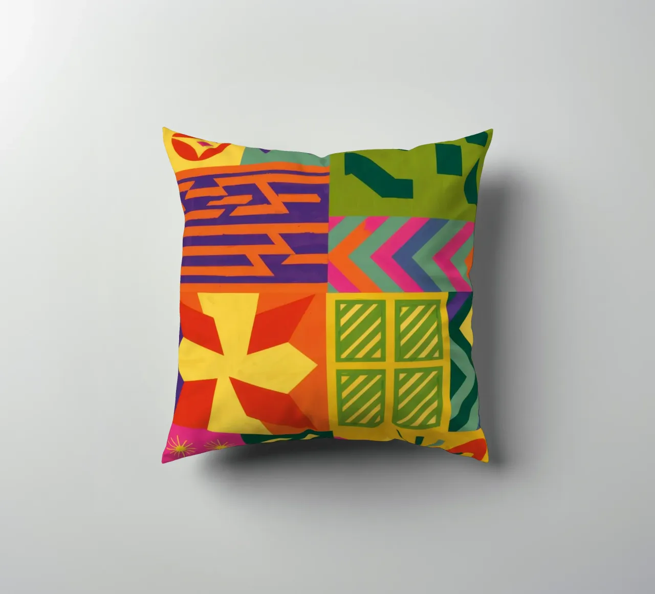 Patchwork geometrico cromatico cuscino da Prism Ritual