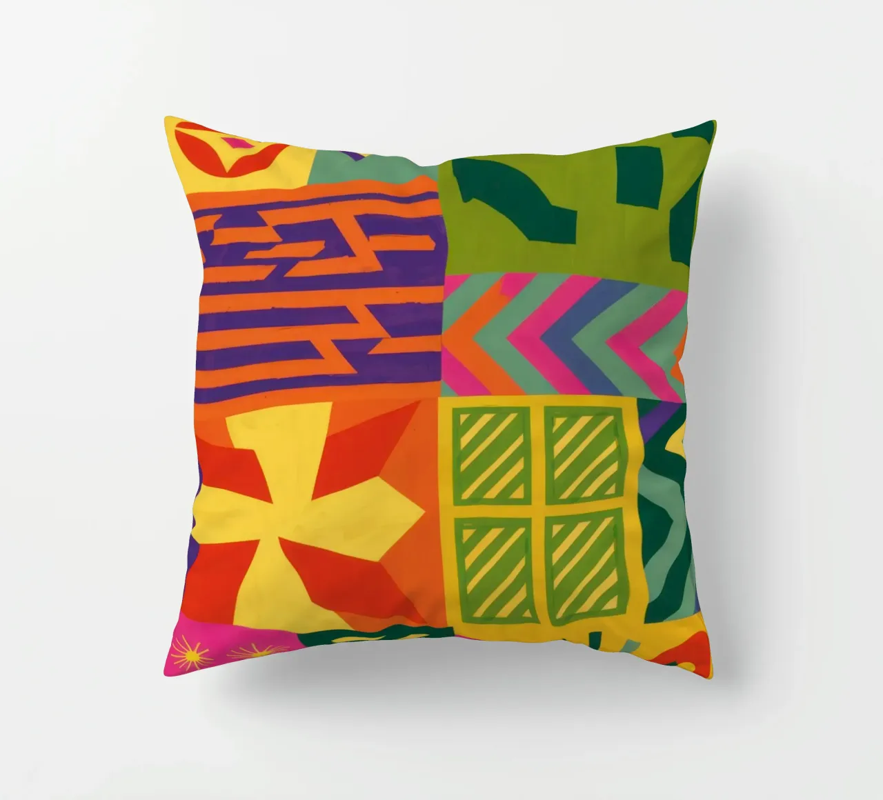 Patchwork geometrico cromatico cuscino da Prism Ritual