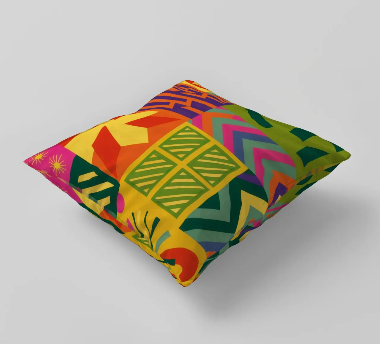 Patchwork geometrico cromatico cuscino da Prism Ritual