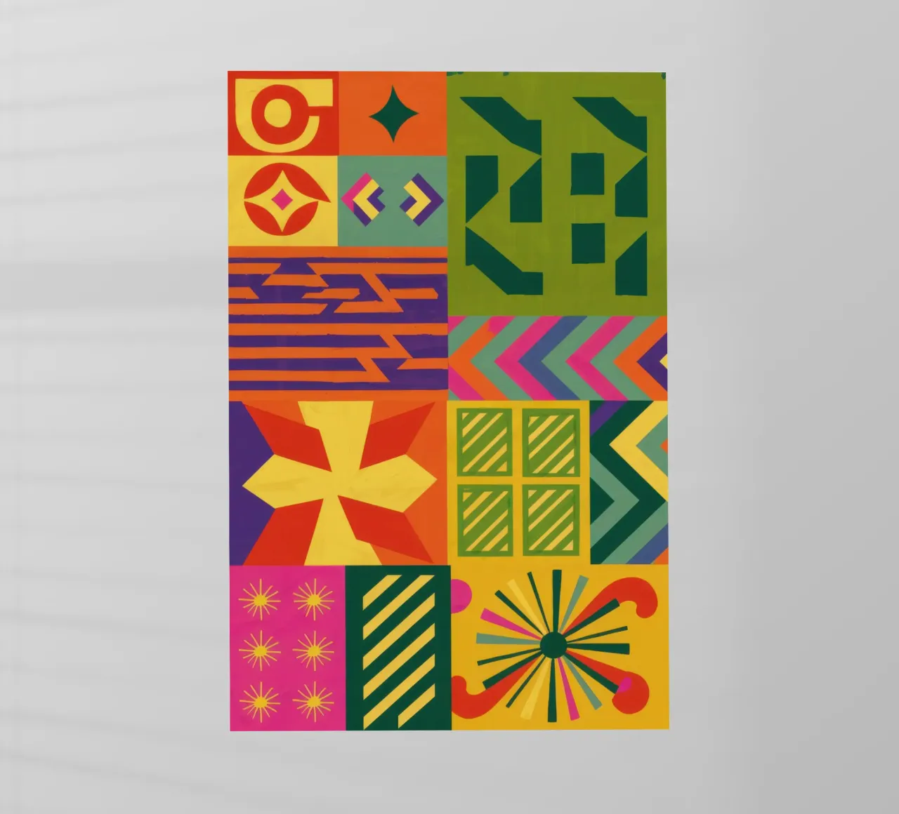 Patchwork geometrico cromatico pellicola backlit da Prism Ritual