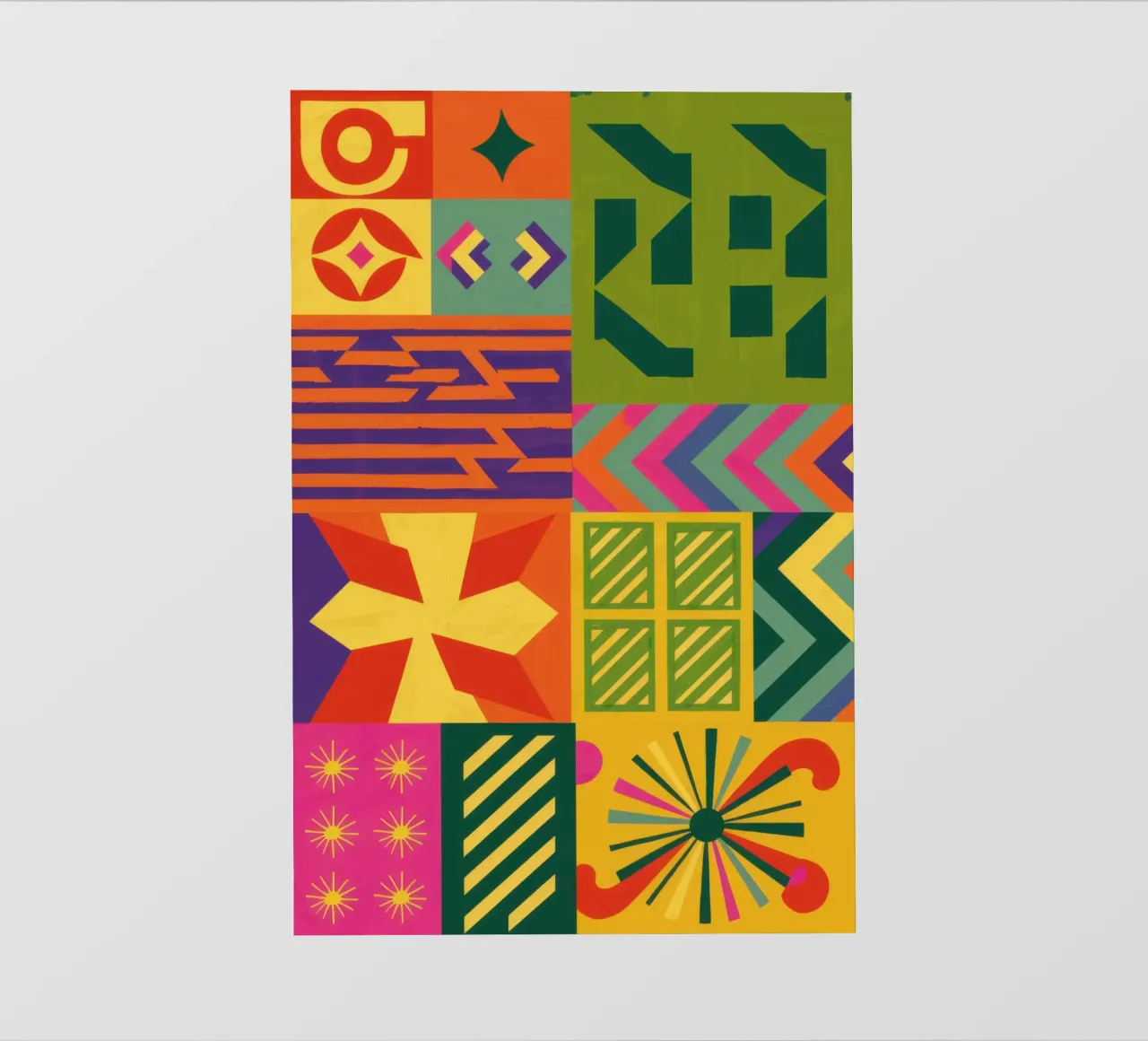 Patchwork geometrico cromatico telo in pvc da Prism Ritual