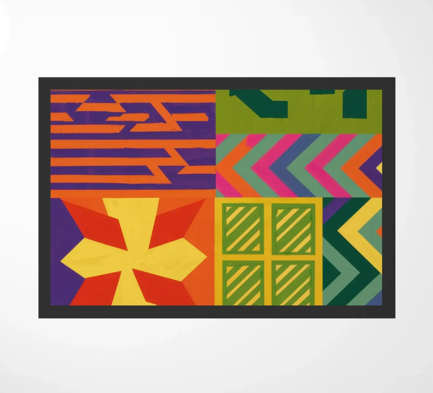 Chromatic Geometric Patchwork doormat by Prism Ritual
