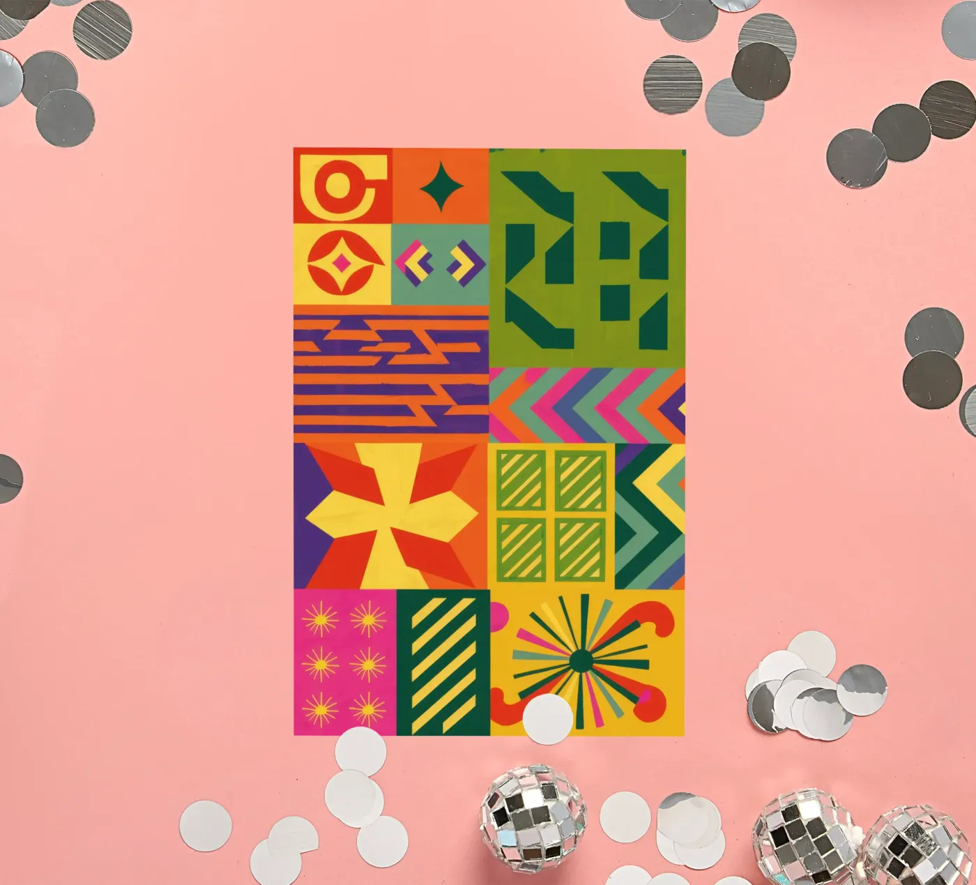 Chromatic Geometric Patchwork sticker by Prism Ritual