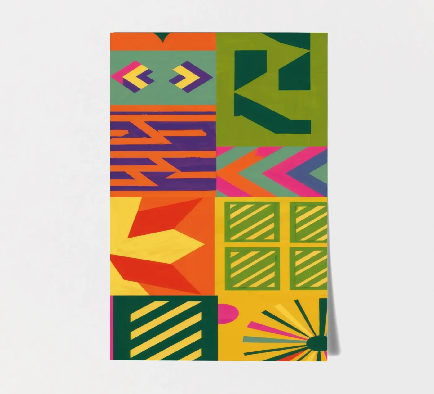 Chromatic Geometric Patchwork sticker sheet by Prism Ritual