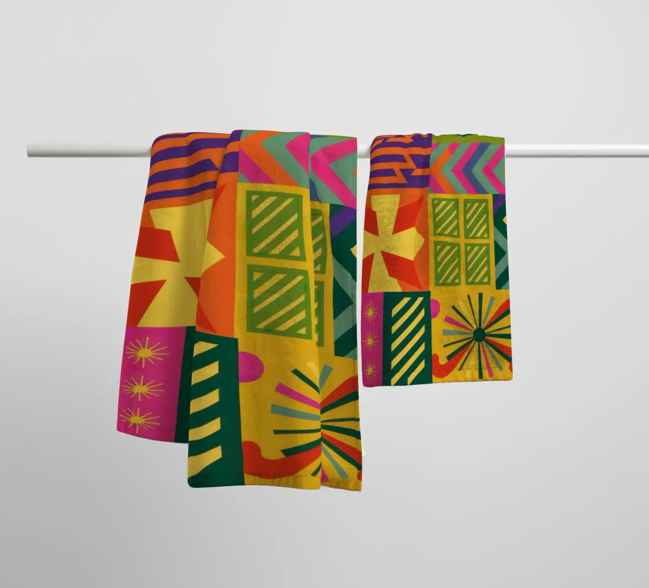 Patchwork geometrico cromatico asciugamano da bagno da Prism Ritual