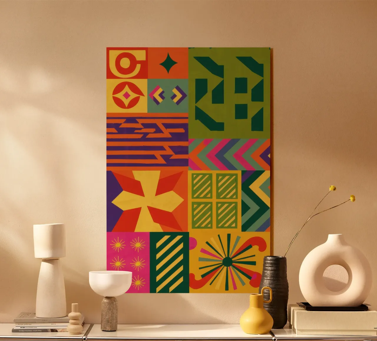 Patchwork geometrico cromatico plexiglass da Prism Ritual