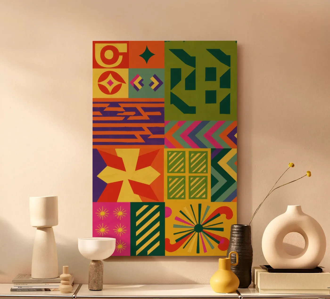 Patchwork geometrico cromatico alluminio dibond da Prism Ritual