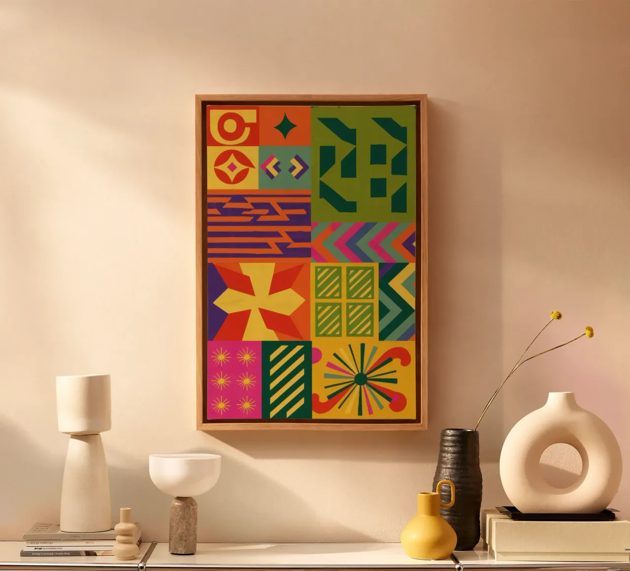 Chromatic Geometric Patchwork canvas by Prism Ritual