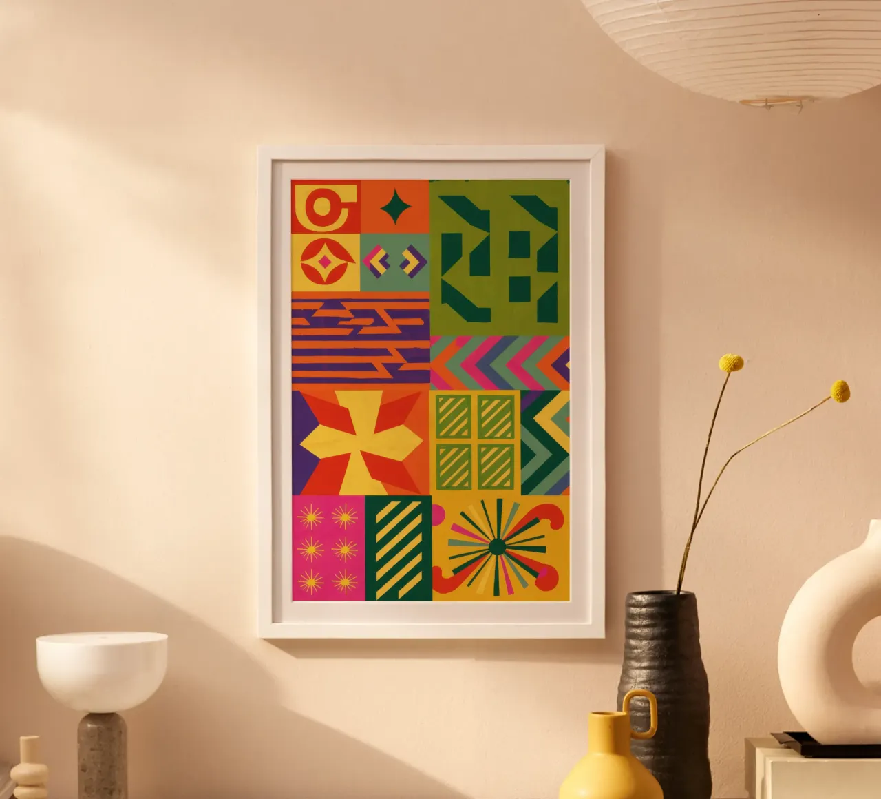 Chromatic Geometric Patchwork poster by Prism Ritual