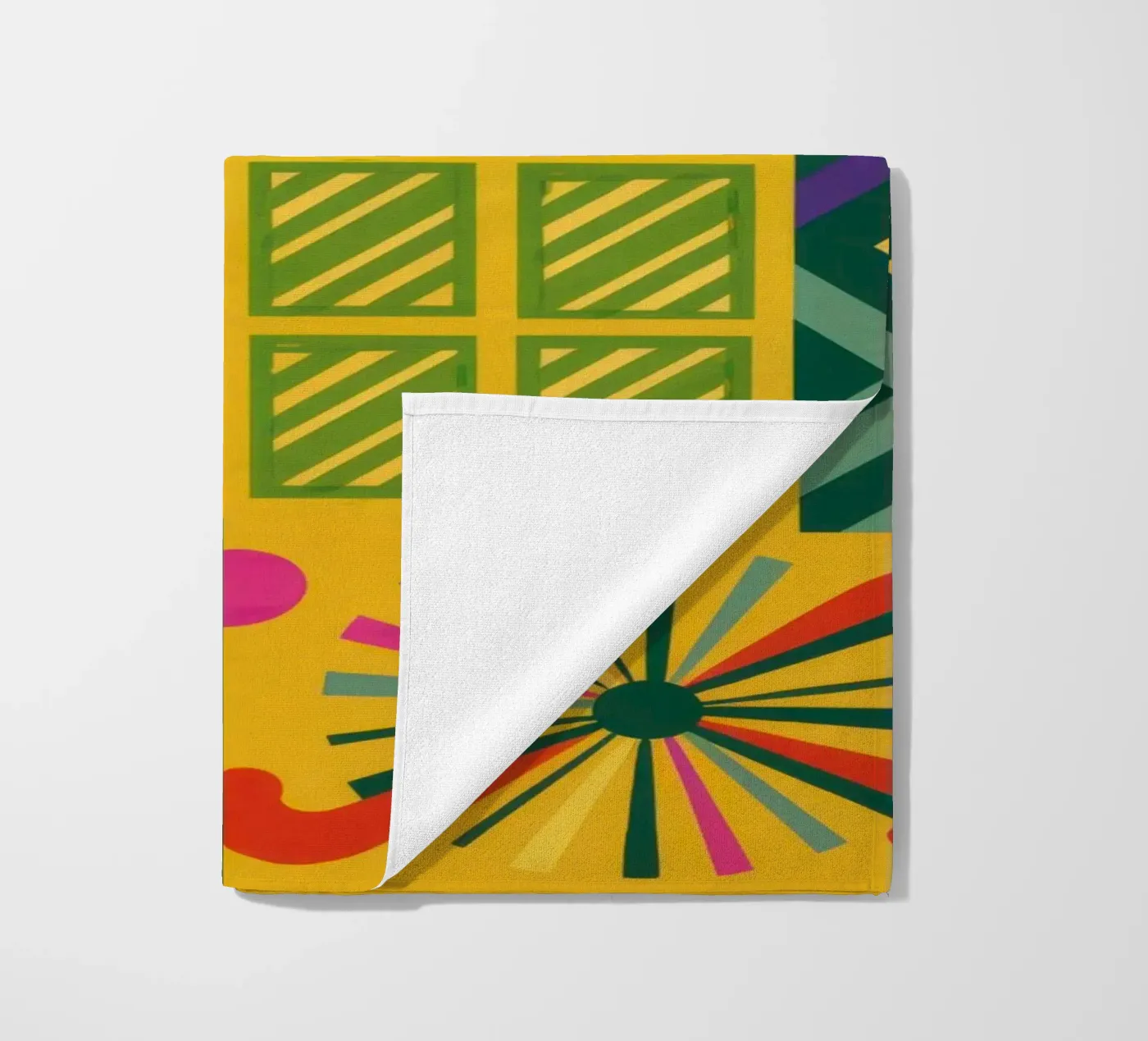 Patchwork geometrico cromatico telo mare da Prism Ritual