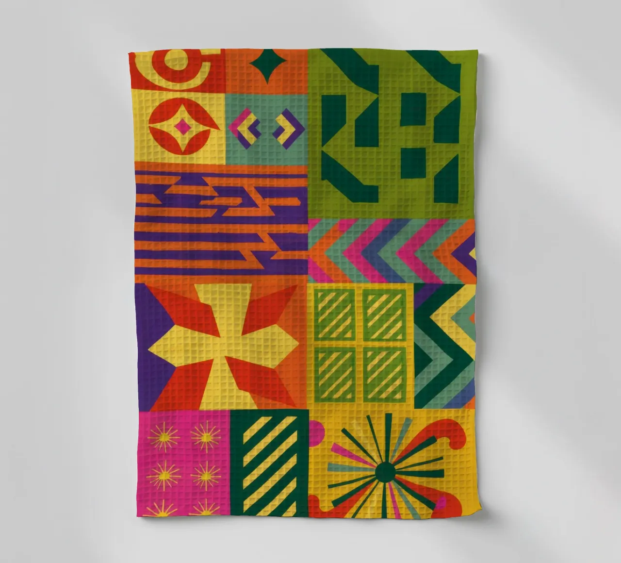 Patchwork geometrico cromatico canovaccio da cucina da Prism Ritual