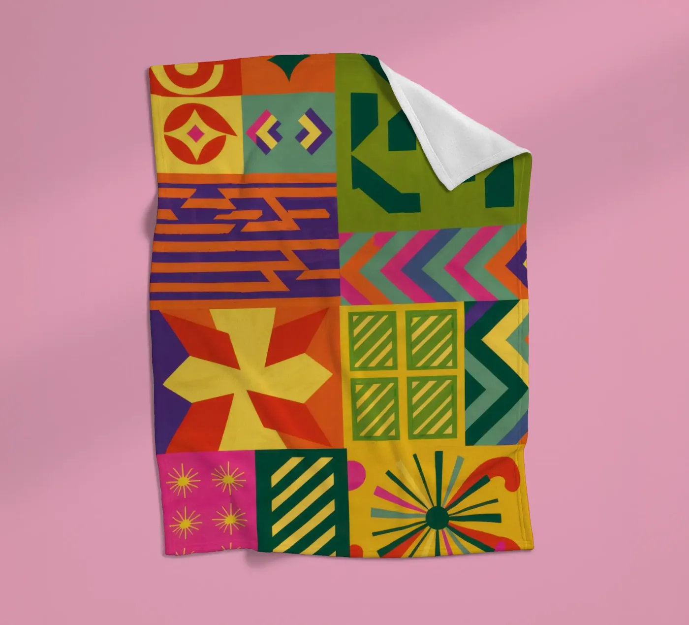 Chromatic Geometric Patchwork fleecedeken van Prism Ritual