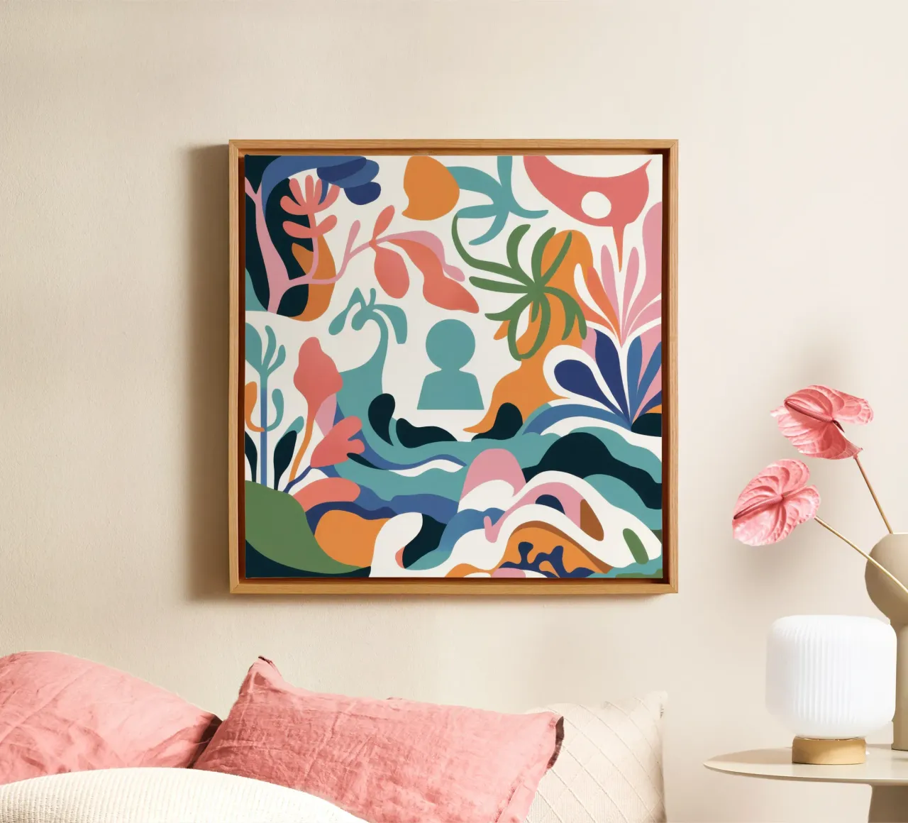Een mengeling van vormen canvas met Baklijst van Ink Pulse