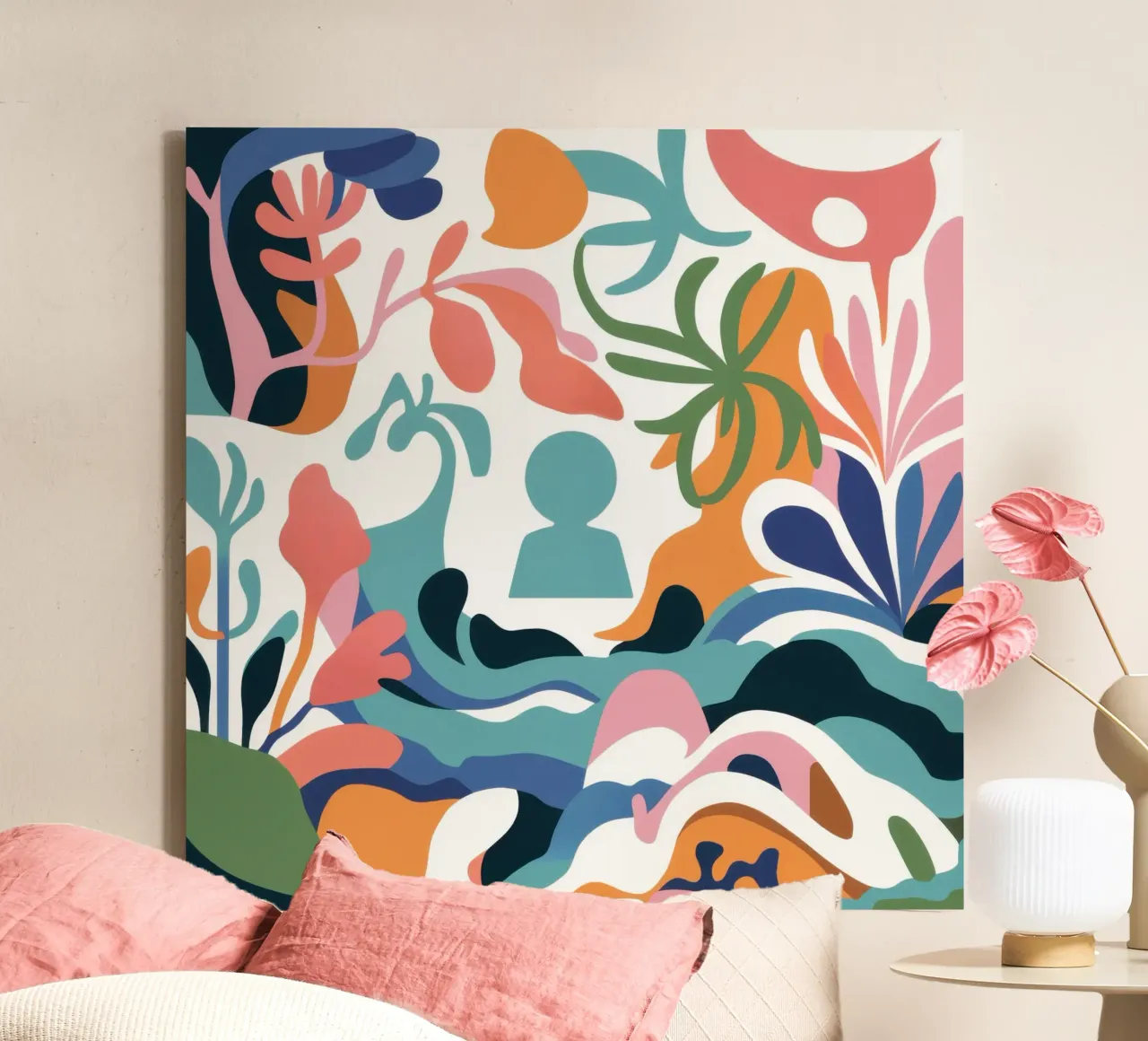 Een mengeling van vormen canvas met Baklijst van Ink Pulse