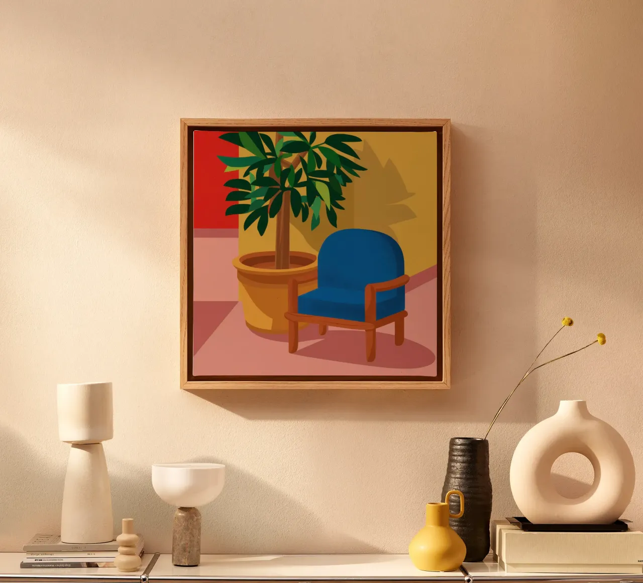 Cerulean Reading Nook canvas with Floater frame by Giant Foxs