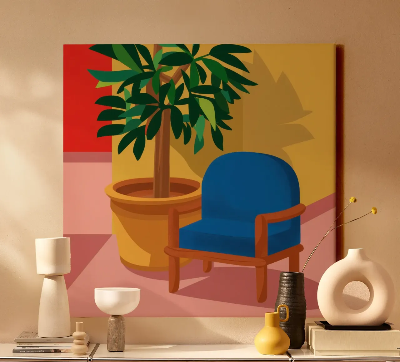 Cerulean Reading Nook canvas with Floater frame by Giant Foxs