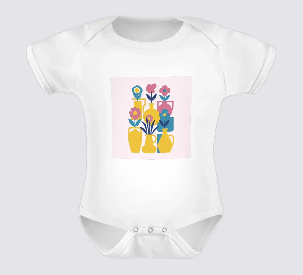 Fiori simmetrici e gioiosi body neonato maniche corte da Mythy Brush