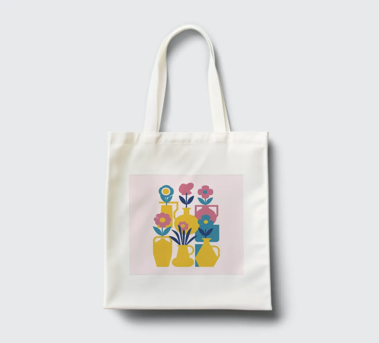 Fiori simmetrici e gioiosi borsa in juta da Mythy Brush