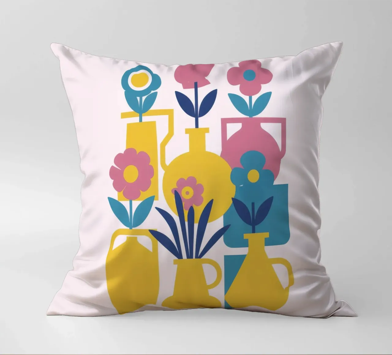 Fiori simmetrici e gioiosi cuscino da Mythy Brush