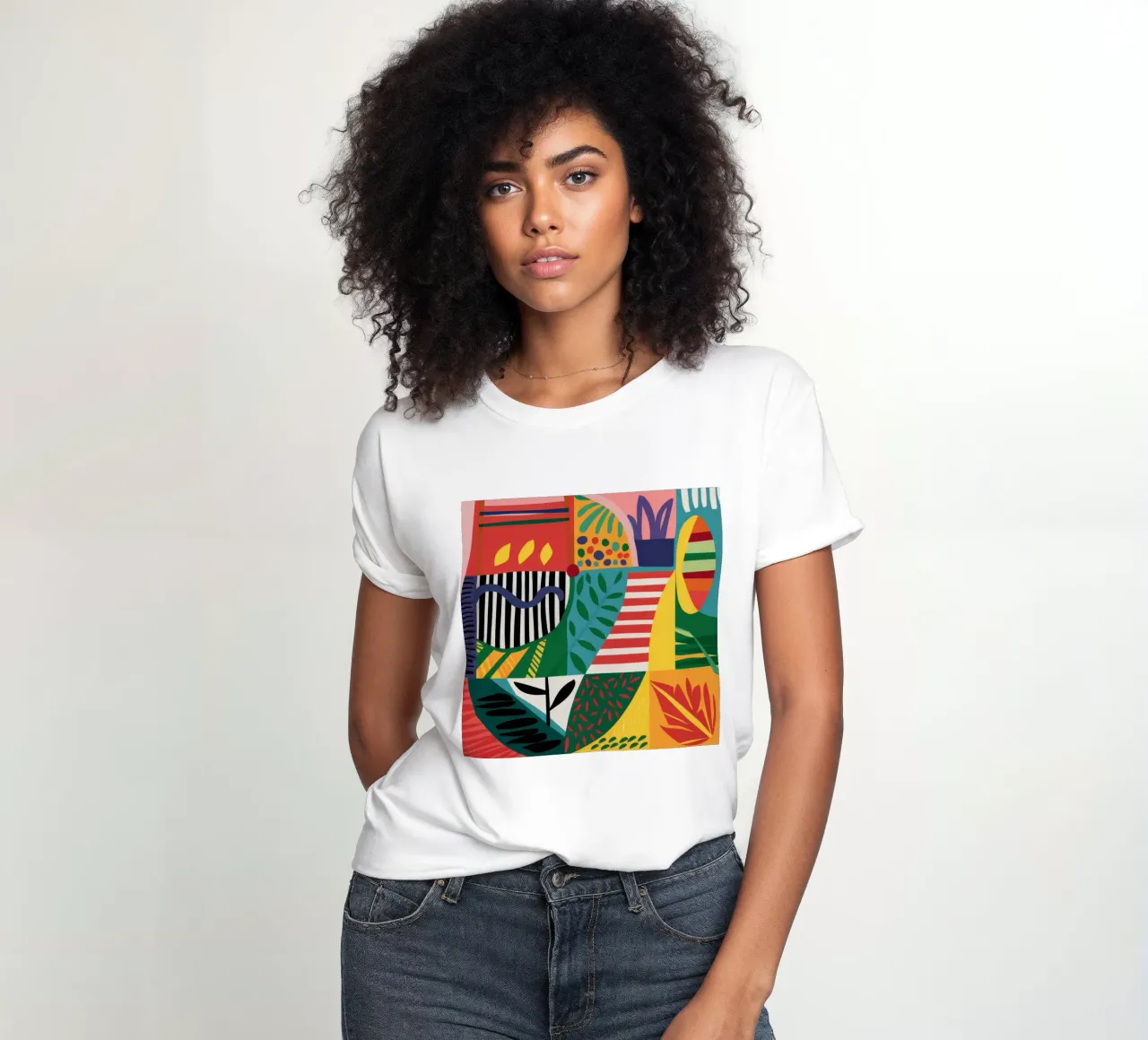 Patchwork neo-espressionista t-shirt da donna da Flock Reverie