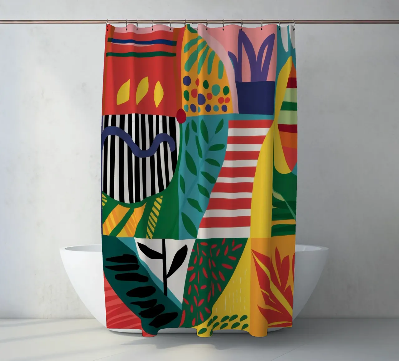 Patchwork neo-espressionista tenda da doccia da Flock Reverie