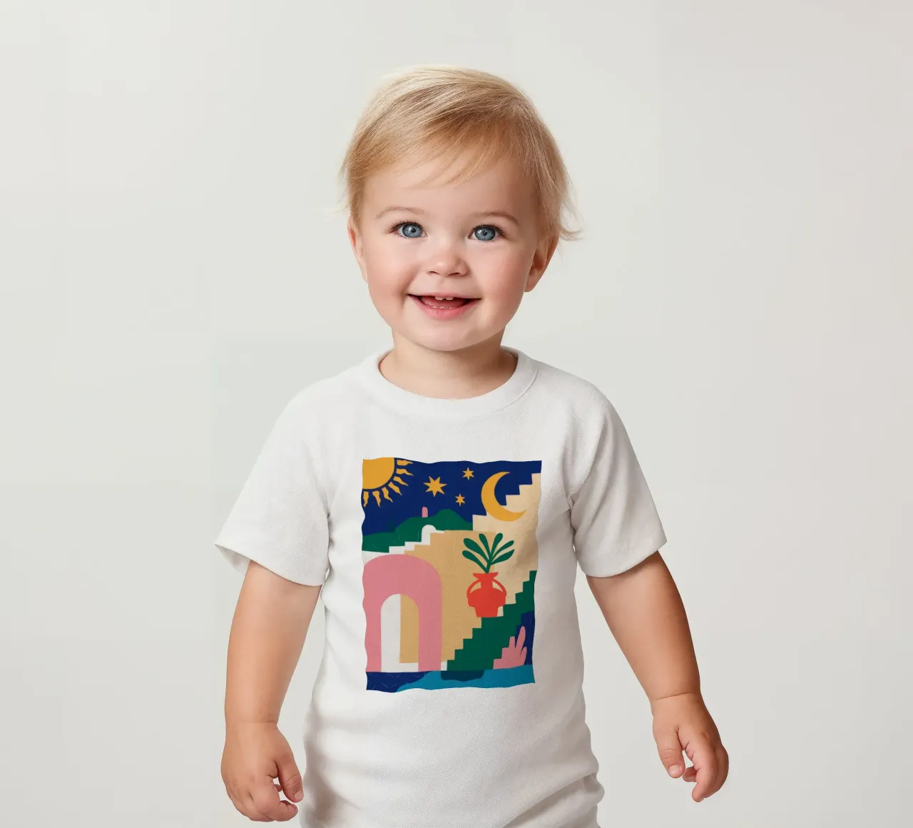 Scala celeste Boho maglietta neonato da Dream Gesso