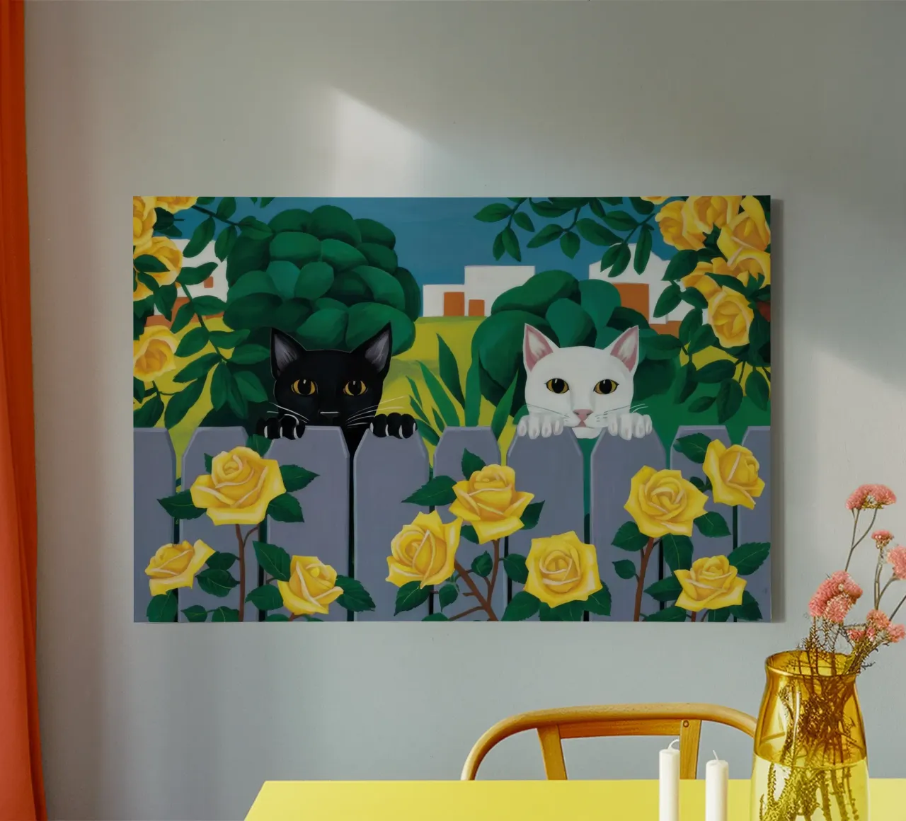Gatti fantasma del recinto delle rose tela con Cornice a cassetta da Prism Ritual