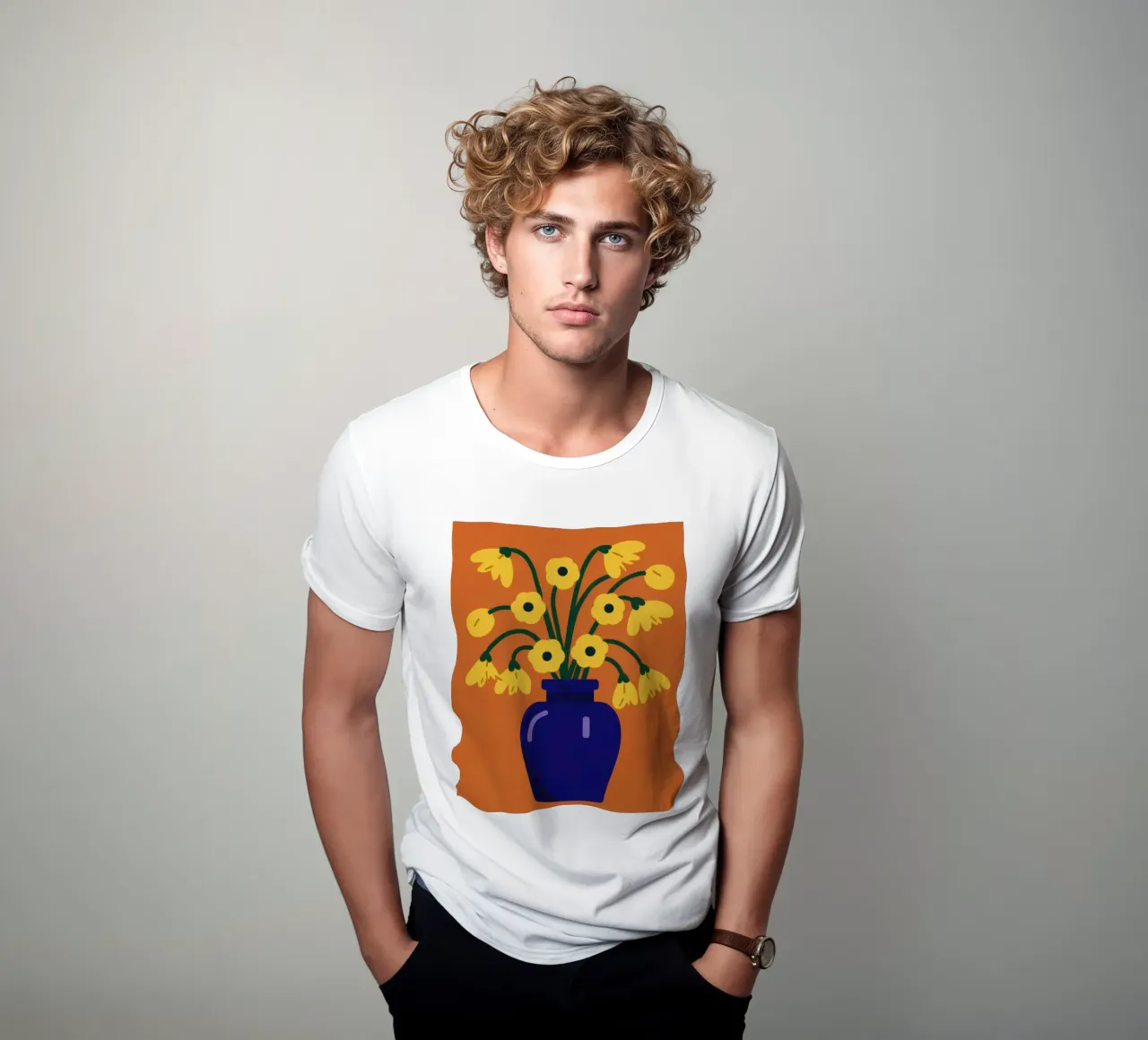 Cobalt's Golden Blooms t-shirt by Giant Foxs