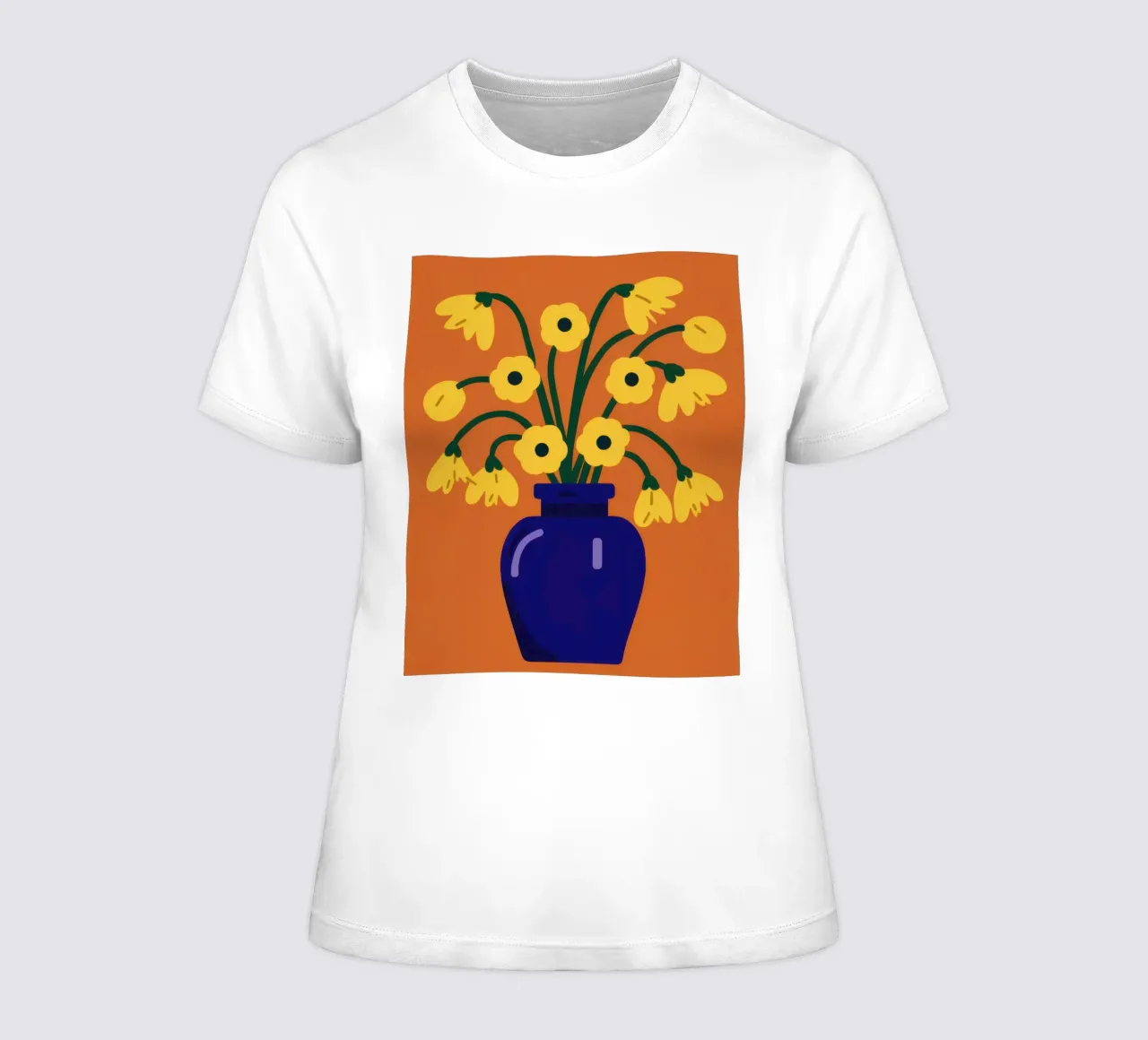 Fleurs d'or de Cobalt t-shirt ajusté pour femmes de Giant Foxs