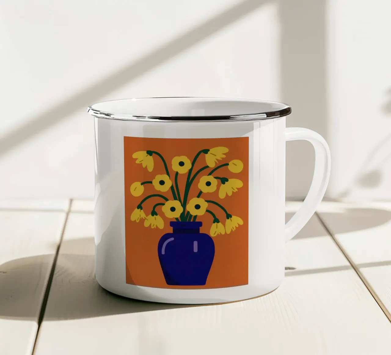 I fiori d'oro del Cobalto tazza in smalto da Giant Foxs