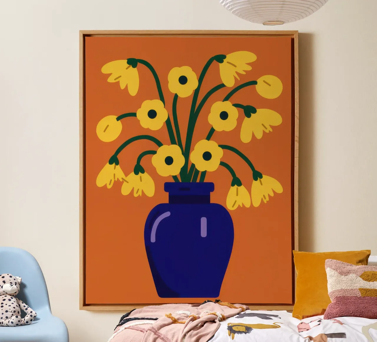 Cobalt's Golden Blooms canvas by Giant Foxs