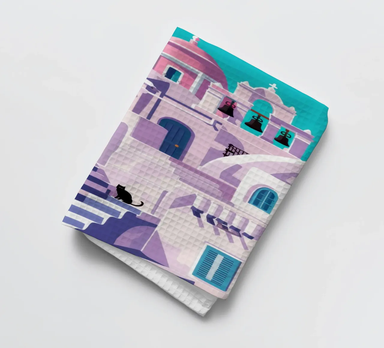 Santorini Silent Watcher canovaccio da cucina da Mythy Brush
