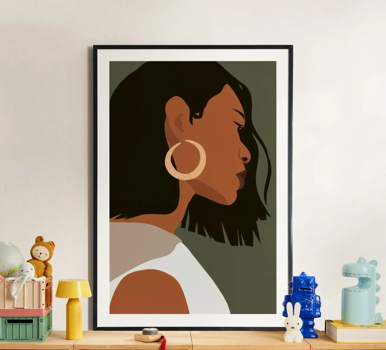 Sguardo d'oro dell'oliva poster con telaio in plastica da Dream Gesso