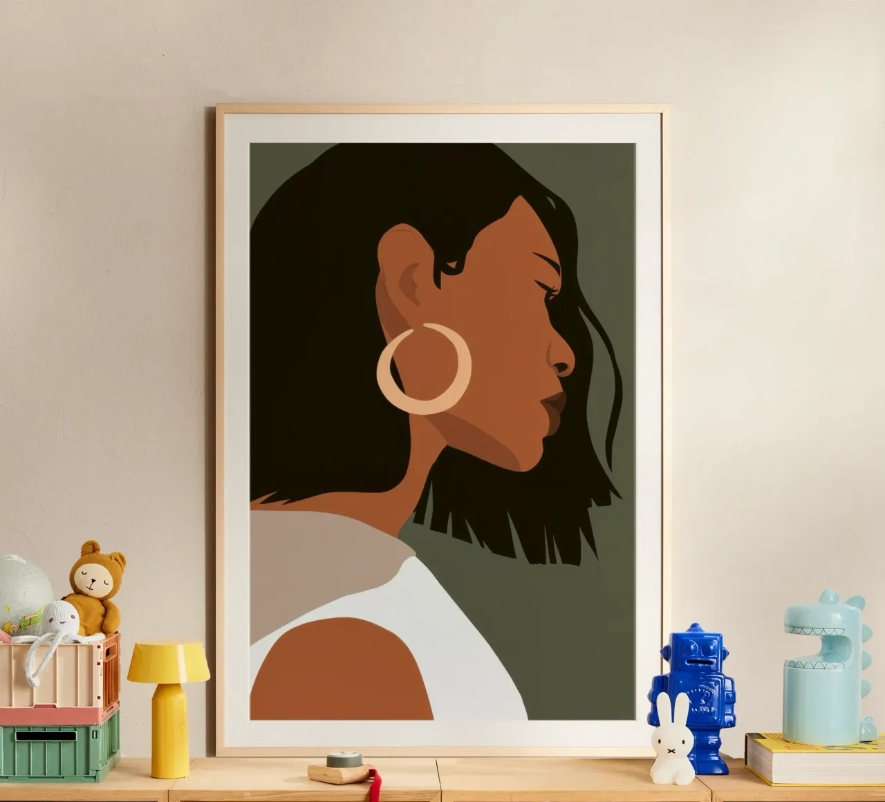 Sguardo d'oro dell'oliva poster con telaio in plastica da Dream Gesso