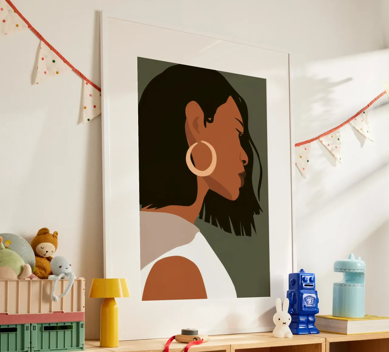 Sguardo d'oro dell'oliva poster con telaio in plastica da Dream Gesso