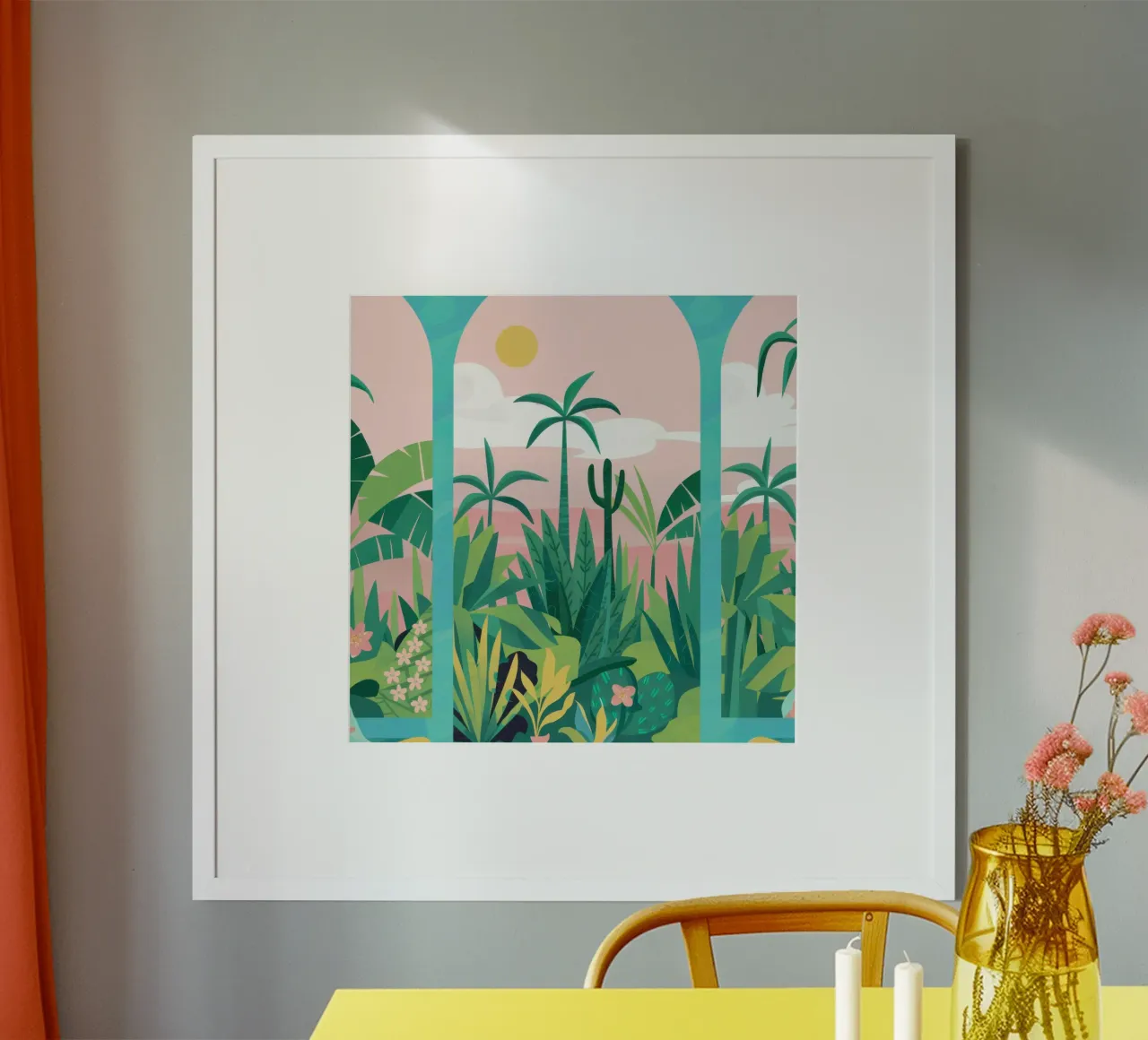 Oasi attraverso l'arco poster con telaio in plastica da Ink Pulse