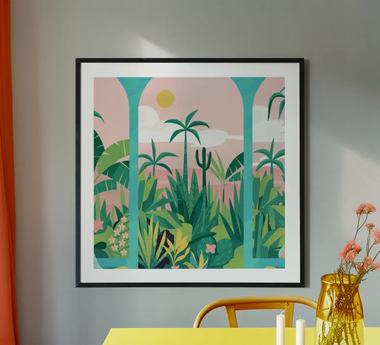 Oasi attraverso l'arco poster con telaio in plastica da Ink Pulse