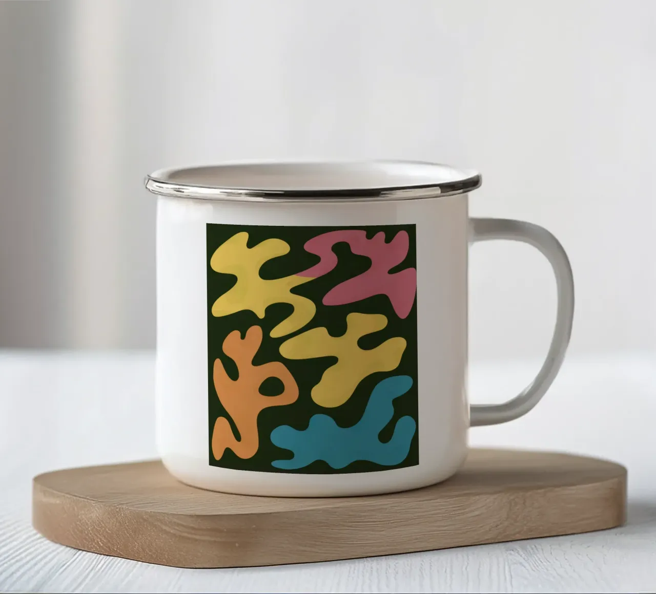 Flusso giallo e verde tazza in smalto da Ink Pulse