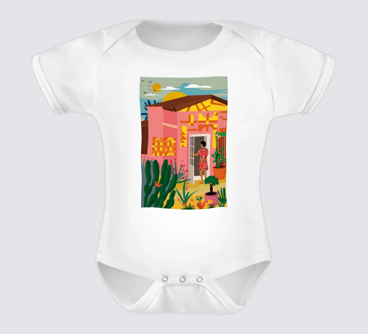Il balcone rosa body neonato maniche corte da Mythy Brush