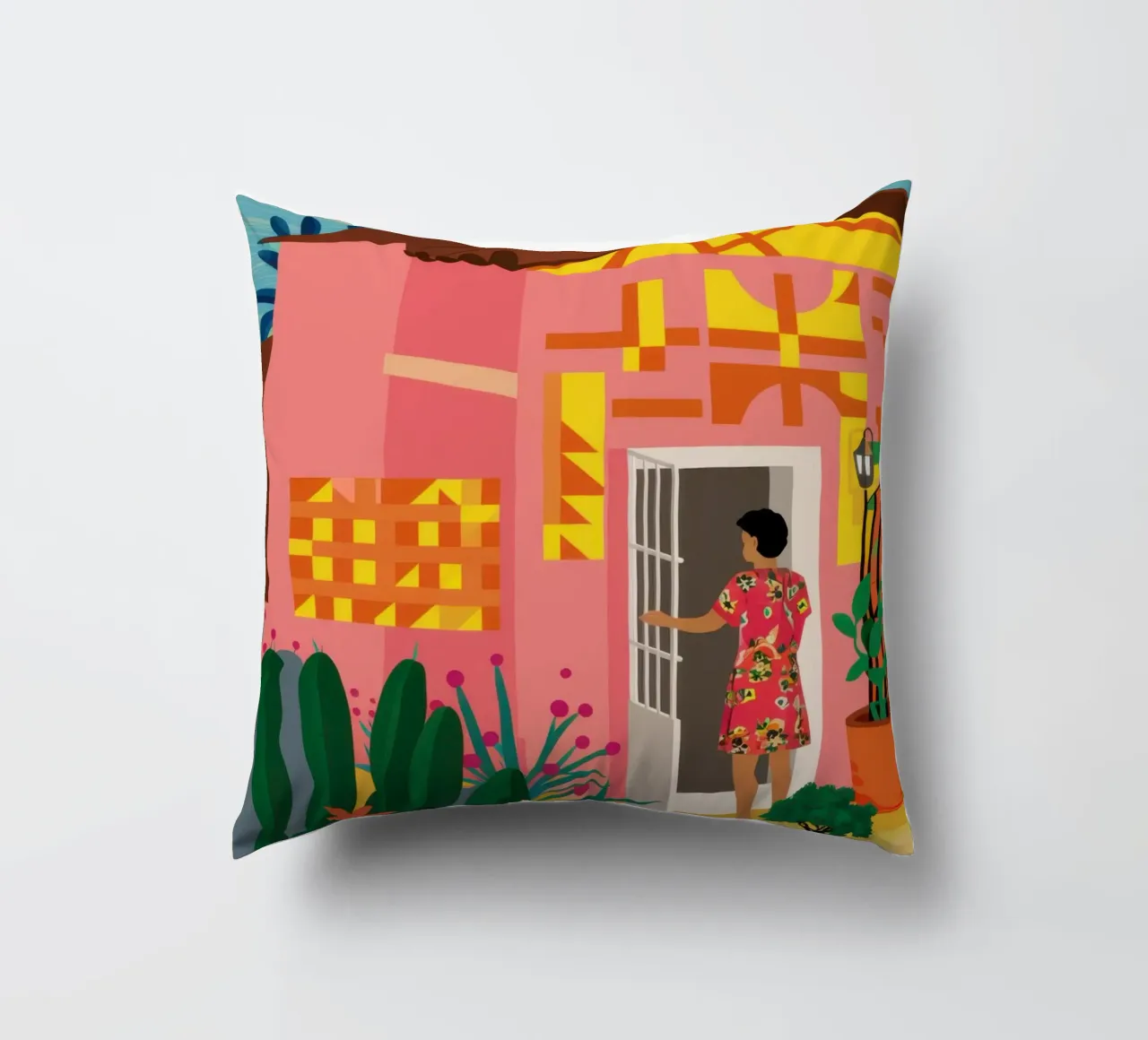 Il balcone rosa cuscino da Mythy Brush