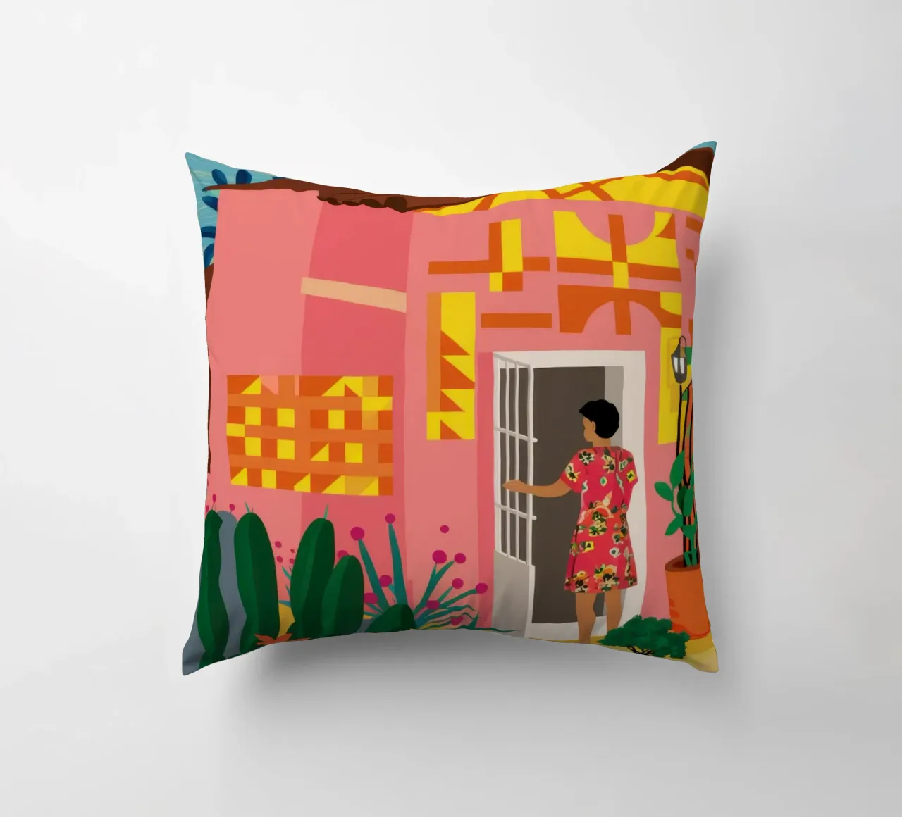 Il balcone rosa cuscino da Mythy Brush
