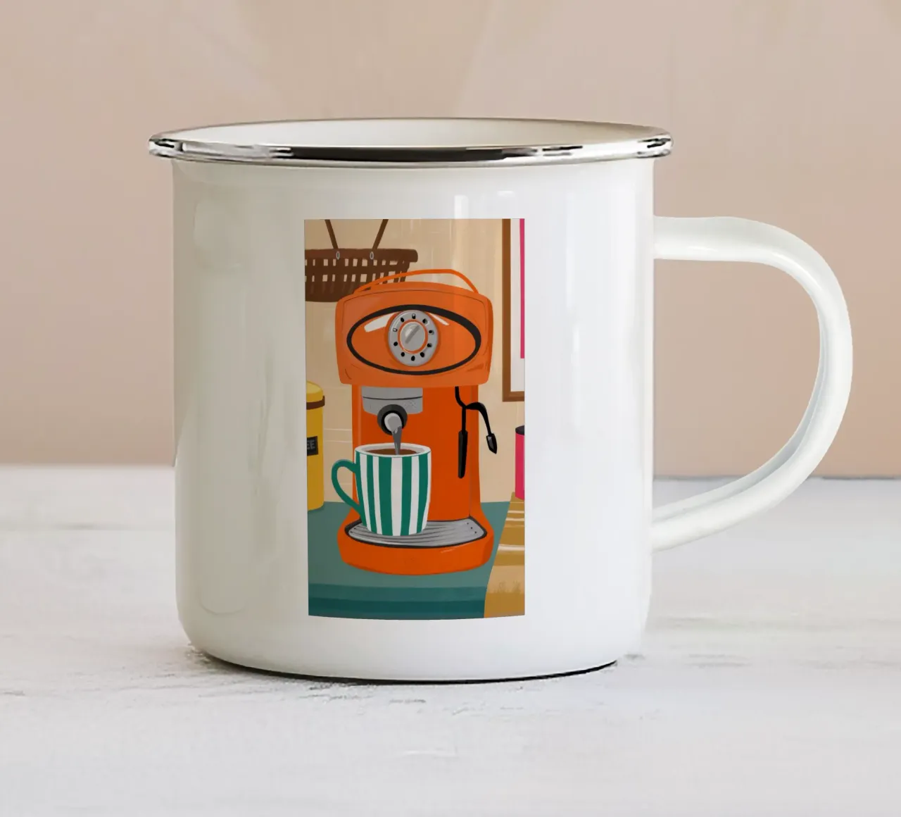 Infuso mattutino retrò tazza in smalto da Flock Reverie