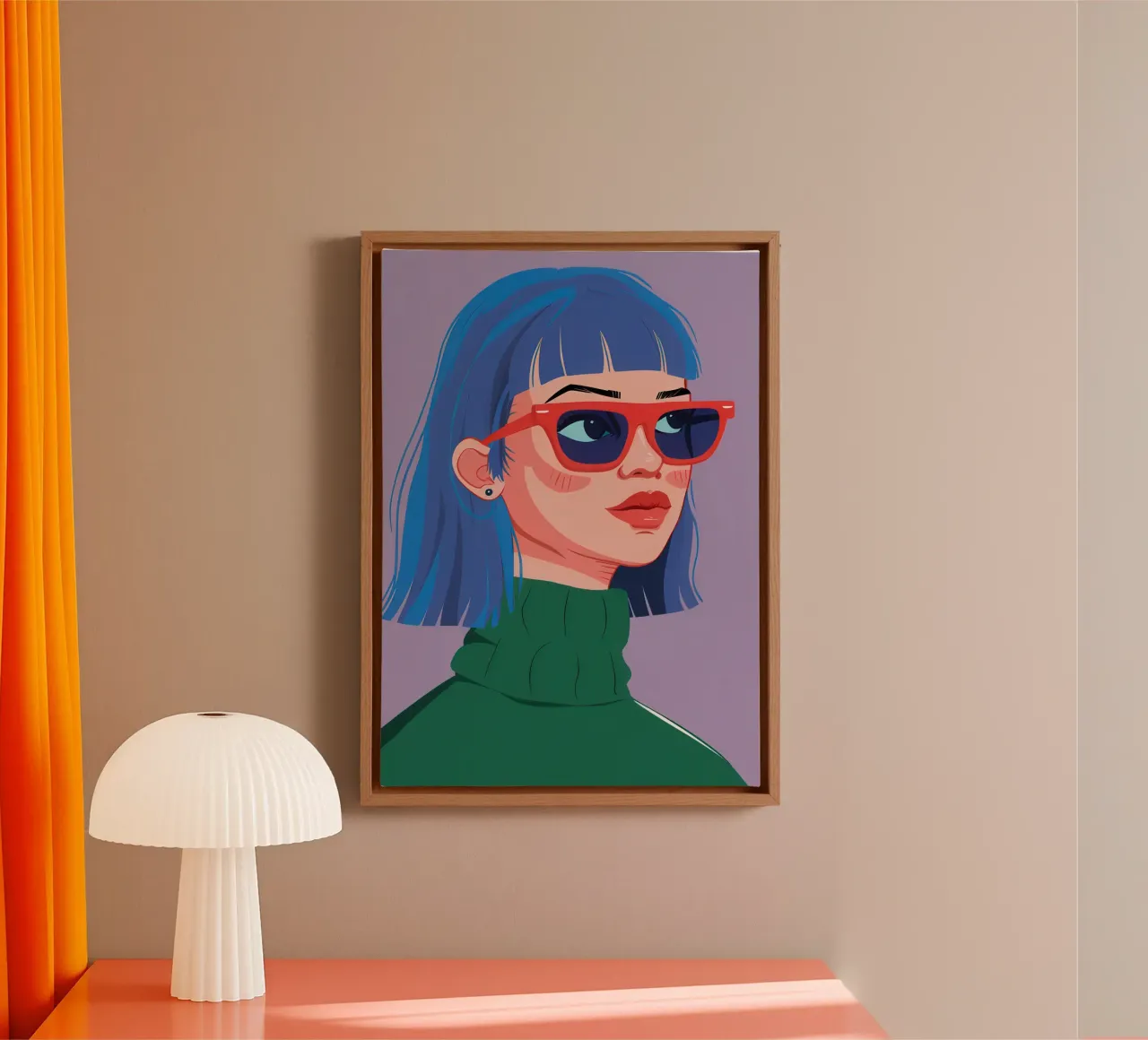 Azure Houding Glare canvas met Baklijst van Giant Foxs
