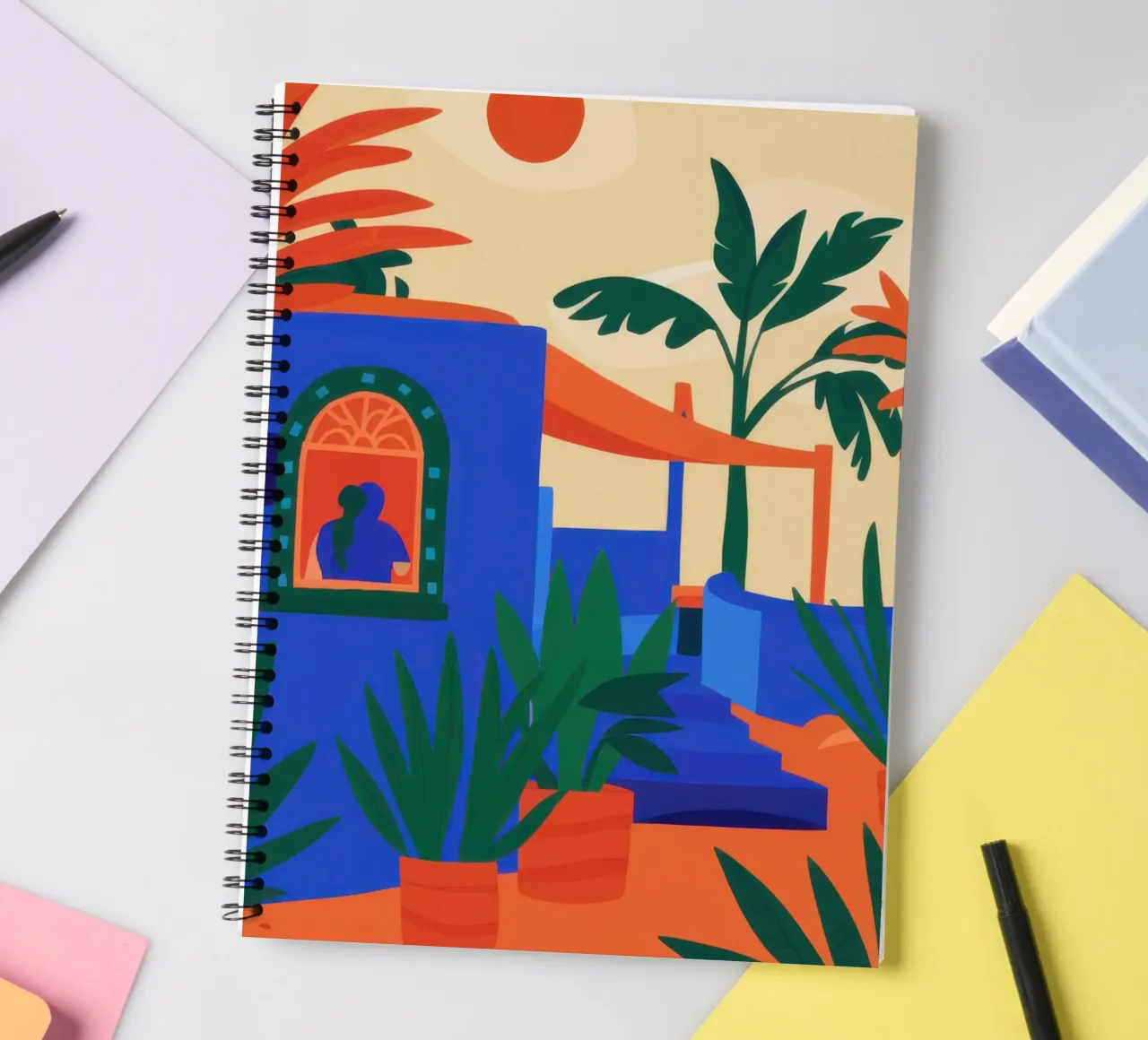 Azure Desert Oasis spiral notebook by Flock Reverie